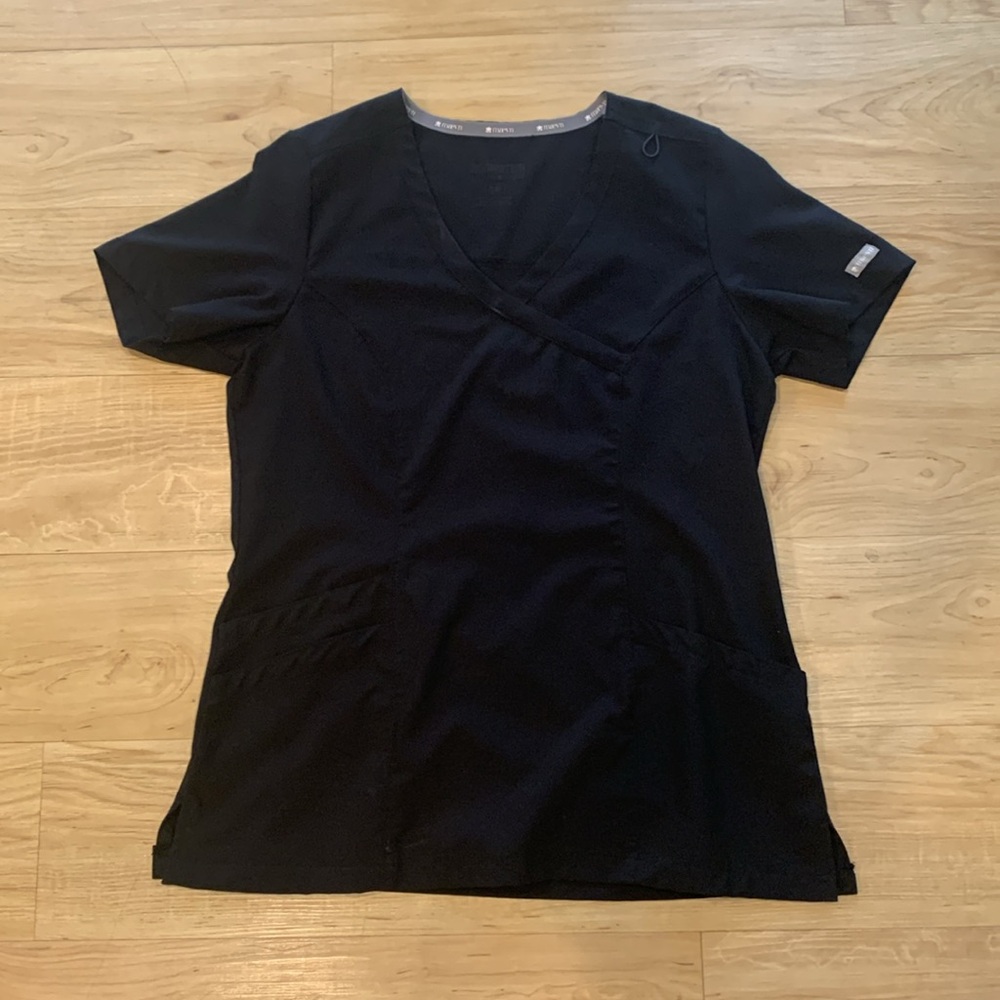 Maevn Momentum Womens Black Scrub Top And Waist Jogger Set Small